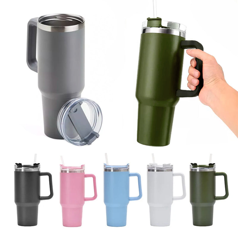 Copo Térmico Aço Inox 1200ml Caneca C/ Alça Canudo Água Gelada Quente