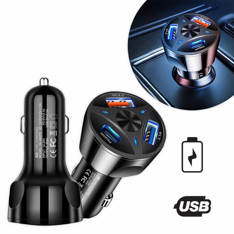 Carregador Celular Veicular 3 Portas USB Turbo Universal