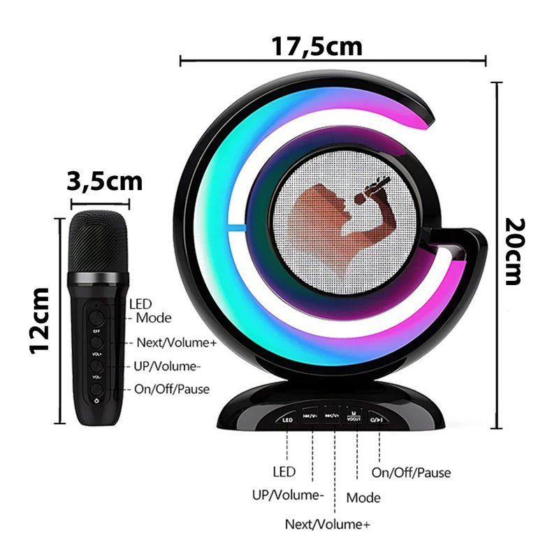 Caixa de Som Microfone Sem Fio Karaoke Bluetooth Portátil