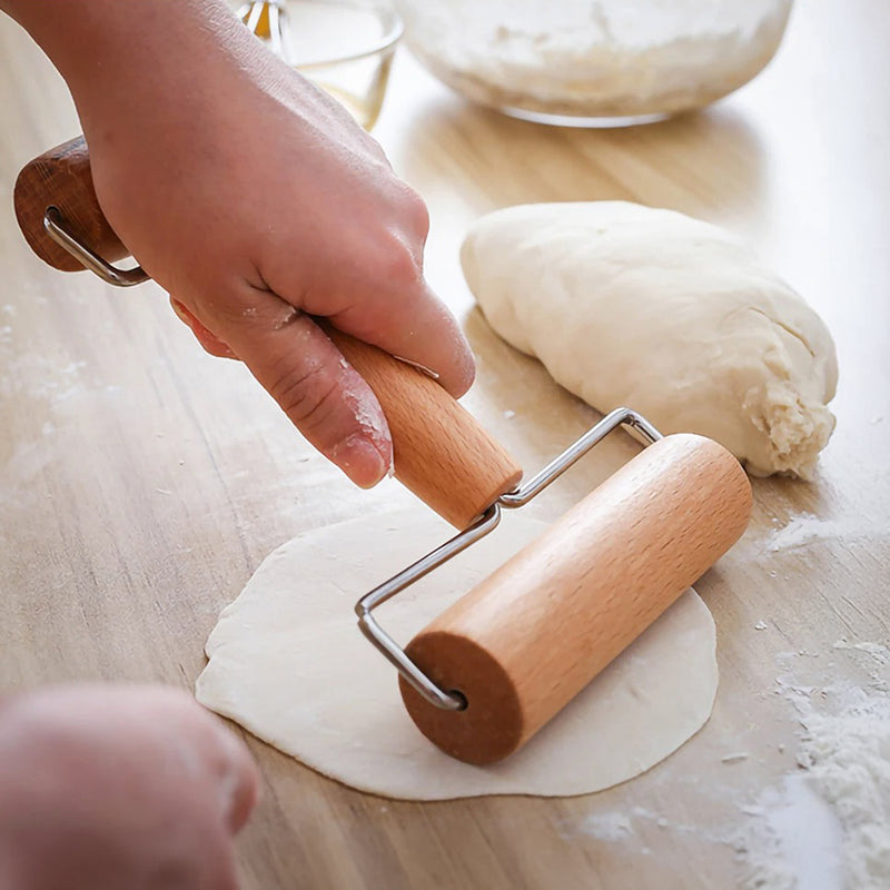 Rolo Duplo Para Massas Pizza Pão Macarrão Madeira Cozinha