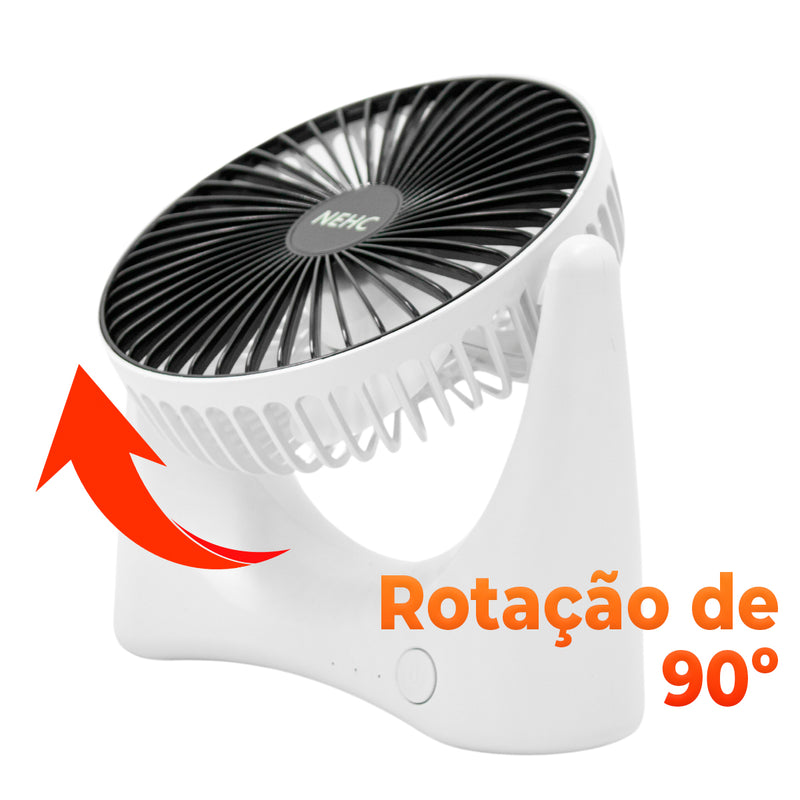 Mini Ventilador Portátil USB Recarregável De Mesa 3 Velocidades