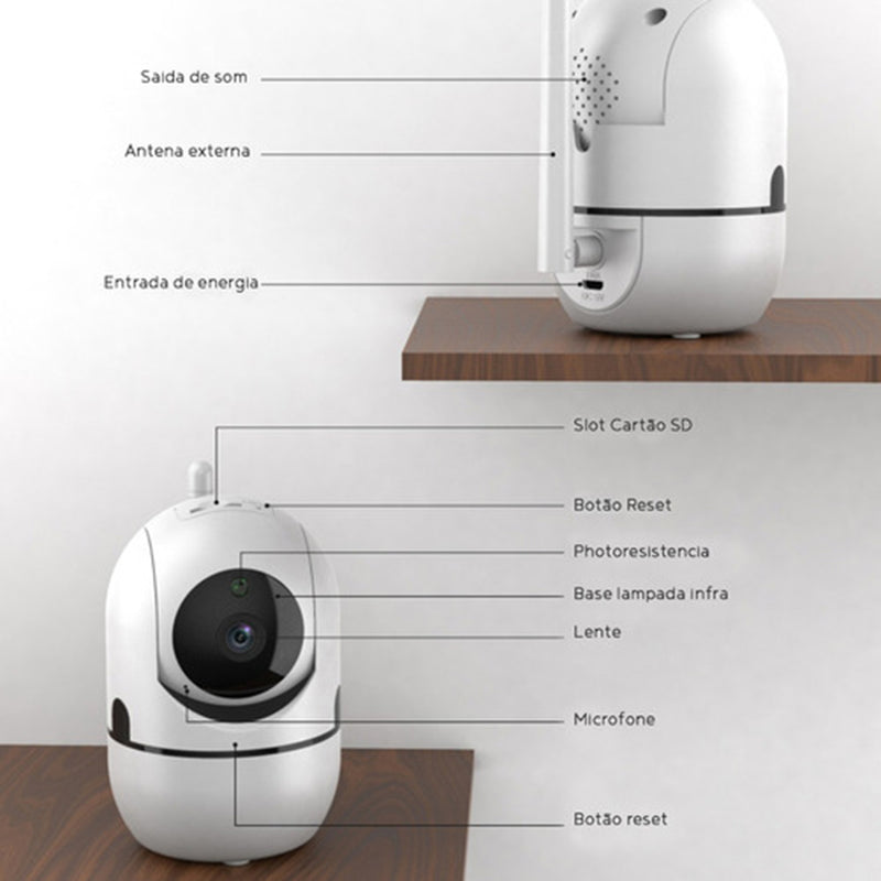 Camera De Segurança IP Varredura Automatica Visão Noturna Wireless 720p