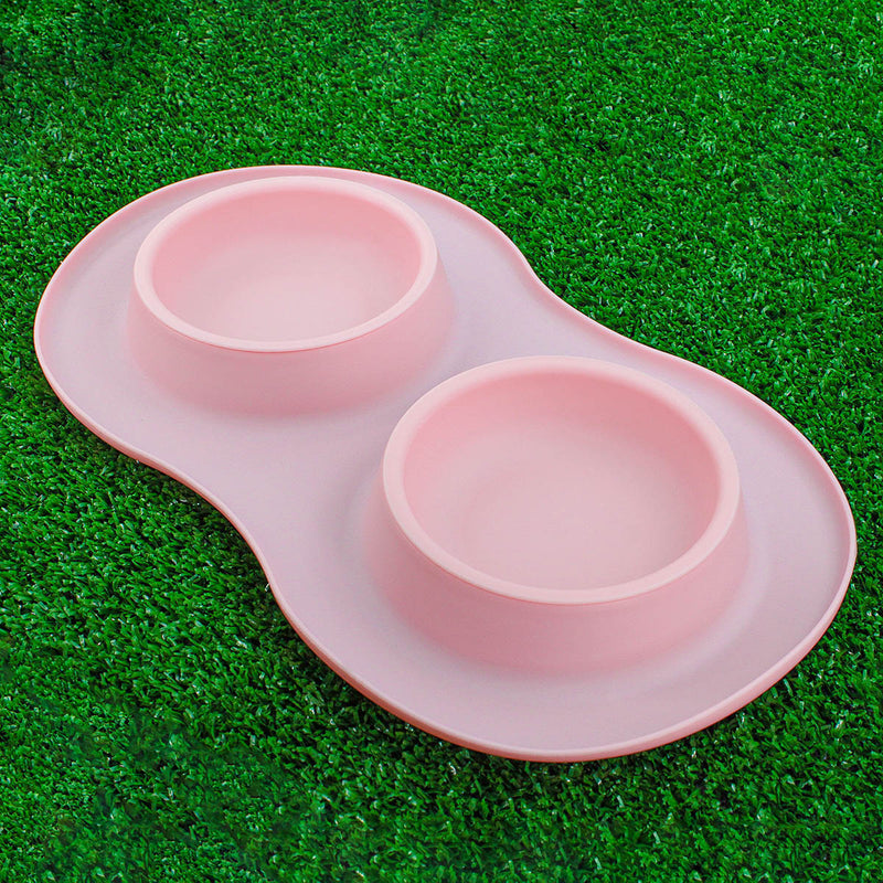 Comedor Pote Para Ração Agua Tigela Duplo Cachorro Gato Silicone