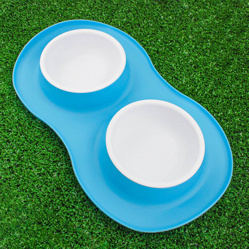 Comedor Pote Para Ração Agua Tigela Duplo Cachorro Gato Silicone