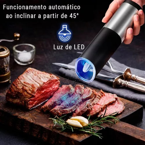 Moedor Eletrico De Sal Pimenta Temperos Triturador Pilhas Aço Inox