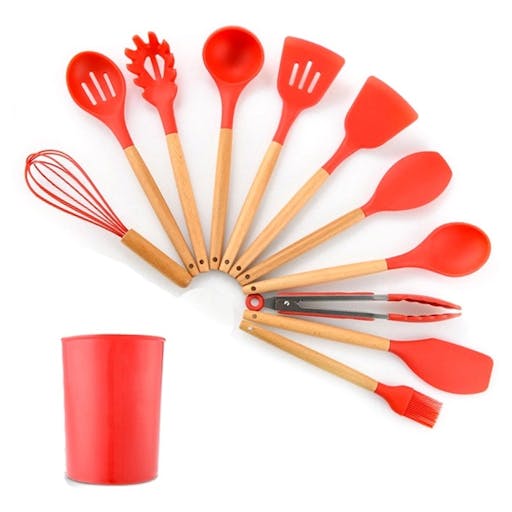 Kit 12 Peças Utensilios de Cozinha Colher Espatula Fue Pincel