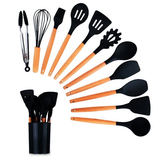 Kit 12 Peças Utensilios de Cozinha Colher Espatula Fue Pincel